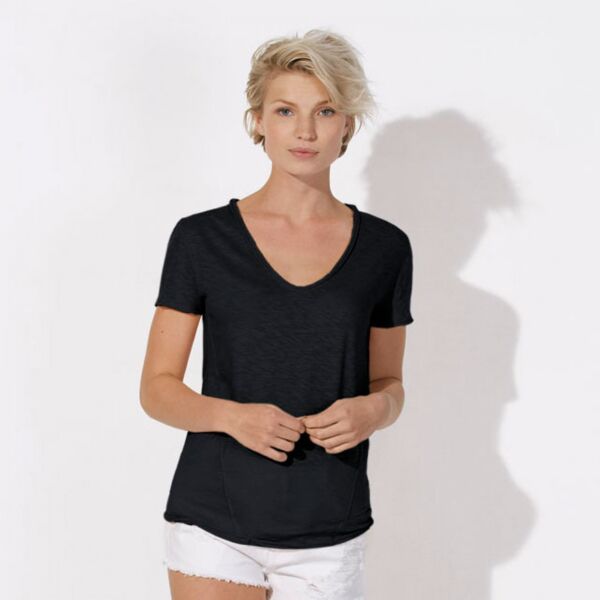 Stella Whispers Slub - Raw Edge V Neck Tee Thumbnail